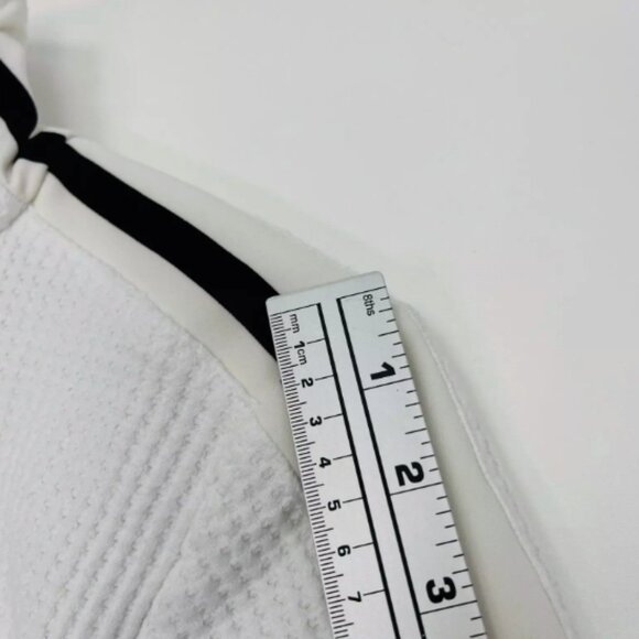 Norma Kamali White Waffle Knit Side Stripe Track Jacket Small Zip Up S/36 - Picture 12 of 14